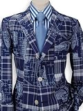 Boy's Navy/White Patchwork Sportcoat