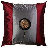 EXP Decorative Handmade Silky Silver & Red Cushion Cover / Pillow Sham - Golden Sunflower Design
