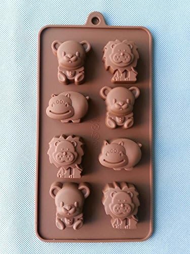 Ainest DIY Ice Cube Silicone Cake Chocolate Decorating Molds Mould Baking Tools Free Bears,hippos,lions