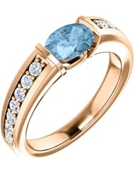18K Rose Gold 7.00x5.00mm Oval Cut Sky Blue Topaz and Diamond Ring -- LIFETIME WARRANTY