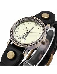 Cool Black Vintage Woman watch Leather Lady Women Fashion Analog Quartz Watch