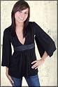 Sky Guy Leather Braided Belt 3/4 Kimono Sleeve Top in Black