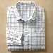TravelSmith Mens Jefferson Graph Check Cotton No-Iron Shirt Blue L