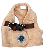 Lovely Heart Print Warm Fleece Pet Vest Harness Puppy Cat Harness for Small Dogs Cats Kitten ,Small Beige