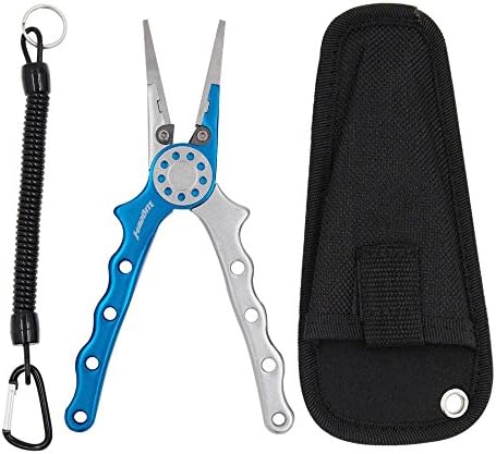 MadBite Fishing Pliers Fishing Clamp Split Ring Cutters Fishing Hooks Remover Tackle with Oxford Sheath 7.1inch 18CM