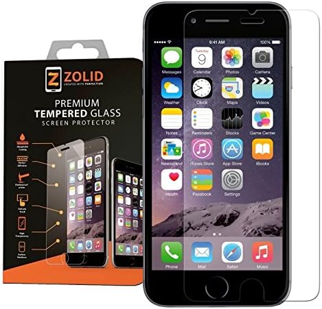 iPhone 6/6S Premium Screen Protector - HD Clear Ballistic [Tempered Glass] 4.7" by ZOLID® - Case Compatible with Perfect Fit - Shatterproof - 9H - Ultra [HD] Clear - Oleophobic Nano Coating - 99.99% Clarity &amp; Touch-screen Accurate - Avoid Screen Replacement and Maximize Your Resale Value