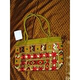Embroidered Sari handbag Old Gold Banjara Mirrors Purse