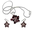 Earring Pendants Sets Silver Garnet Jewelry (gpers012a)