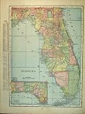 1901 MAP FLORIDA ALABAMA NORTH SOUTH CAROLINA AMERICA