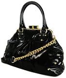 Womens Black and Gold Clip Chain Designer Shoulder Handbag