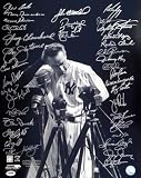 New York Yankees Greats Multi Signed Autographed 16x20 Gehrig Photo (38 Signatures) Bobby Richardson, Gooden, Key & Kaat PSA/DNA