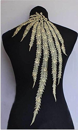 1pc Long Peacock Tail Motif Venise Lace Trim Applique Sewing Craft Lace Applique Decoration Everyting