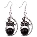 YAZILIND Grace Owl Ear Wire Hook Dangle Earrings Black Eye Design Retro
