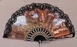 Religious Fan - Our Lady of Lourdes - Black - 19in. - Folding - Hand Made - Imported from Spain