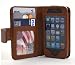 Navor Multipurpose Folio Wallet Leather Case for iPhone 4 in Coffee Brown - Slots Pockets for Bank Credit Debit Cards Driving License Money & SD Card