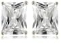 Platinum Plated Sterling Silver 9 x 7 mm Emerald-Cut Cubic Zirconia Stud Earrings