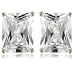 Platinum Plated Sterling Silver 9 x 7 mm Emerald-Cut Cubic Zirconia Stud Earrings