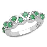 0.70 Carat Genuine Emerald Round Silver Ring
