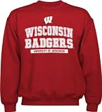 Wisconsin Badgers Red Wordmark Logo Crew Neck Fleece Sweatshirt