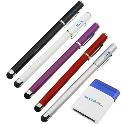iKross 5pcs Stainless Universal Touch Screen Stylus w/ Pen function for Pantech Hotshot, Caper, Breakout, Crux, Ease, Breeze III, II, I, Pursuit II, I, Link II, I, Jest II, I, Impact, Crossover, Laser, Pocket, Burst, 8035, 8992, 8995, 8999, P2020, P2030, P5000, P6010, P7000, P8000, P9020, P9050, P9060, P9070, P7040, P2000, TXT8040, TXT8045