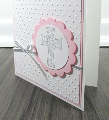 Pink Religious Baptism Cross Card