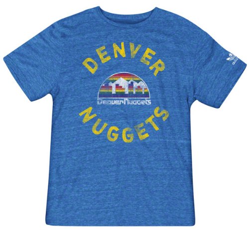 Denver Nuggets Blue adidas Originals Navigating The Logo Tri-Blend T-Shirt