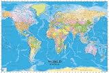 MAP OF THE WORLD PYR HUGE LAMINATED / ENCAPSULATED POSTER with Sea Contours Measures 36 x 24 inches (91.5 x 61 cm)