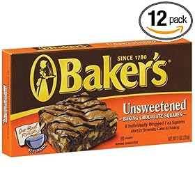 Baker's Unsweetened Chocolate, 8-Ounce Boxes (Pack of 12) by Baking Cocoas