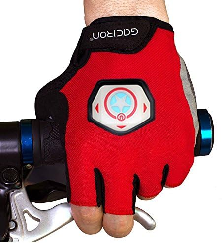 Miroad Gacron H02 LED Turning Signal Bicycle Cycling Gloves and Biking Gloves Half Finger Ultra-breathable and Anti-slip (RED, XL)