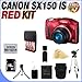 Canon PowerShot SX150 IS 14.1 MP Digital Camera with 12x Wide-Angle Optical Image Stabilized Zoom with 3.0-Inch LCD (Red) + 16GB SDHC Memory Card + 4 Rechargeble NIMH AA Batteries + Ac/Dc Rapid Charger + Memory Card Wallet + SDHC Card Reader + Full Size Tripod + LCD Screen Protectors + Case + Accessory Saver Bundle!
