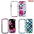 Nokia Nuron 5230 Combo Blue Plaid Protective Case Faceplate Cover + Purple Love Protective Case Faceplate Cover + Red Flower on White Protective Case Faceplate Cover for Nokia Nuron 5230