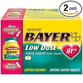 Bayer Aspirin Regimen Low Dose 81mg Enteric Coated Tablets 200 Count (Pack of 2)