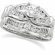 14K White Gold Diamond Wedding Set - 1.10 Ct.