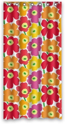 Red and Orange Unikko Funky, bright Polyester Fabric Waterproof Shower Curtains 36" x 72"