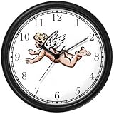 Angel In Flight No.3 - Cherub, Angel or Cupid Theme Wall Clock by WatchBuddy Timepieces (Slate Blue Frame)