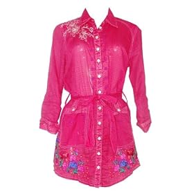 Buy 3J Workshop Lauren Shirt Dress Dragonfruit Pink Small by 3J Workshop