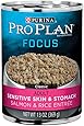 Purina Pro Plan Wet Dog Food, Focus,  Adult Sensitive Skin & Stomach Salmon & Rice Entr&eacute;e, 13-Ounce Can, Pack of 12