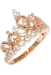 18K Rose Gold Plated Sterling Silver Princess Crown Ring