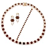 Sterling Silver Cubic Zirconia Smoky Topaz Prong Tennis Necklace,Bracelet,And Earrings