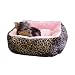 Soft Plush Leopard Print Pet Bed - Pink [16" x 16" x 5.5"]