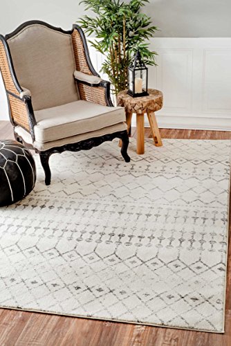 Traditional Vintage Moroccan trellis Grey Area Rugs, 6 Feet 7 Inches by 9 Feet (6' 7