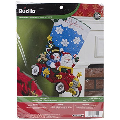 Bucilla 18-Inch Christmas Stocking Felt Applique Kit, Holiday Drive Bucilla 18-Inch Christmas Stocking Felt Applique Kit, Holiday Drive