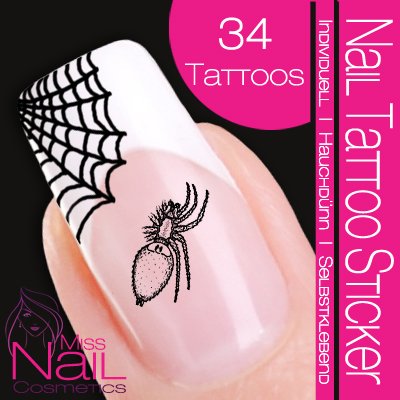 Nail Tattoo Sticker Halloween - Spider / Cobwebs