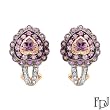 FPJ Terrific Heart Earrings With 2.30ctw Precious Stones - Genuine Amethysts, Clean Diamonds and Sapphires Made of 14K Rose Gold. Total item weight 7.6g Length 22mm