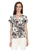 Cortefiel Blusa Viscosa Print Tropical (Negro)