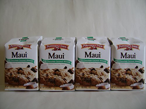Pepperidge Farm Maui Milk Chocolate Coconut Almond Chocolate Chunk Crispy Cookies (Pack of 4)