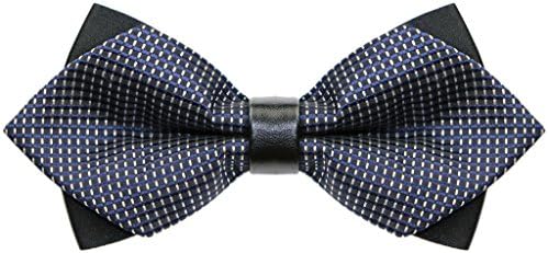 PAN PA Men's Bow Tie Grid Patterned Woven Pointed Head