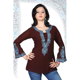 Black long sleeves Kurti/Tunic with heavy embroidery