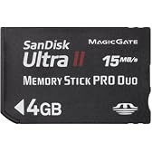 SanDisk UltraII メモリースティックPRO Duo 4GB 転送速度15MB/Sec SDMSPDH-004G-J61