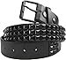 3 Row Pyramid Studded Black Leather Snap Belt